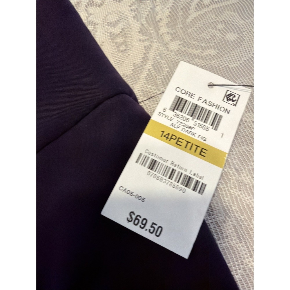 NWT ALFANI Womens Modern Straight Leg Comfort Waist 14P/W34/L27 Eggplant Dark - Picture 2 of 9